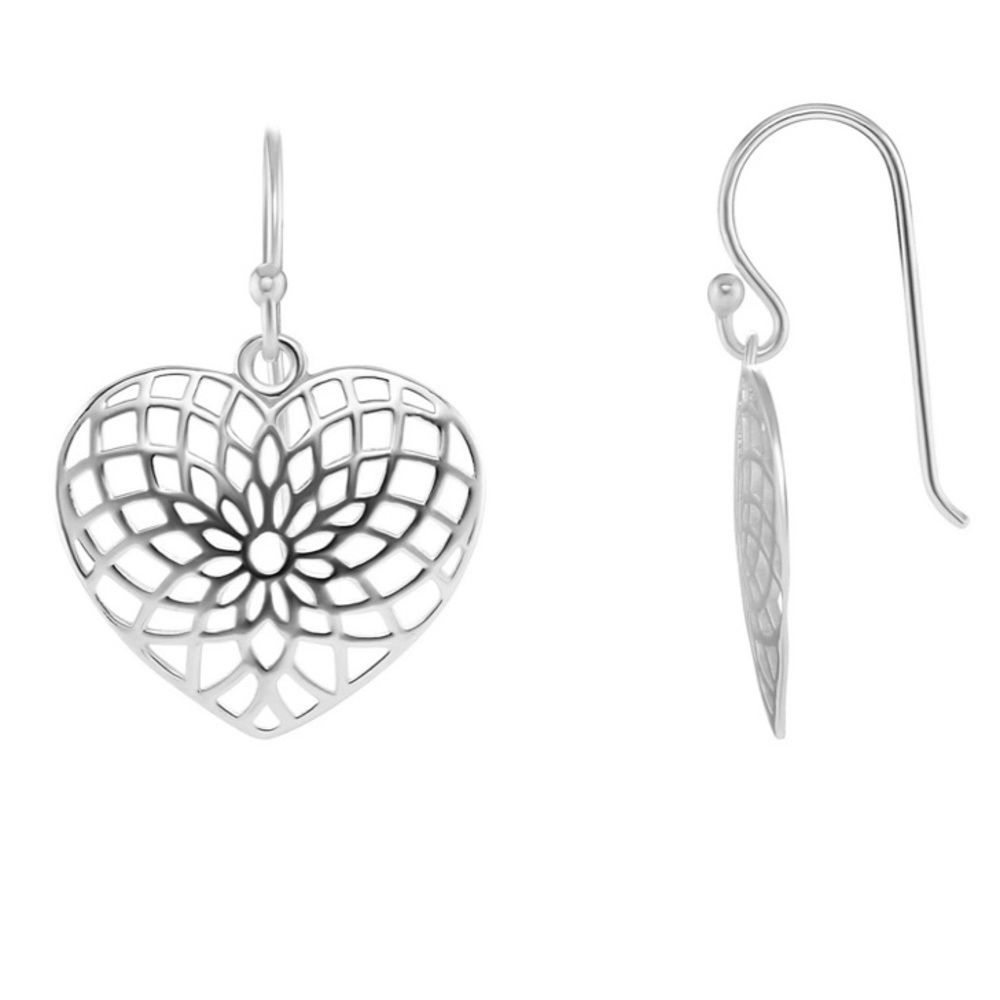👛5/$50 Silver Filigree Heart Earrings